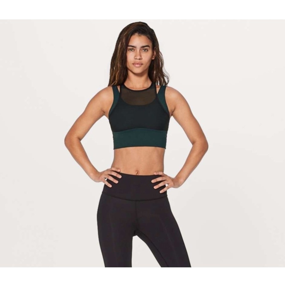 Lululemon Women's Black Submarine Double Tap Mesh‎ Sports Bra Size 4
